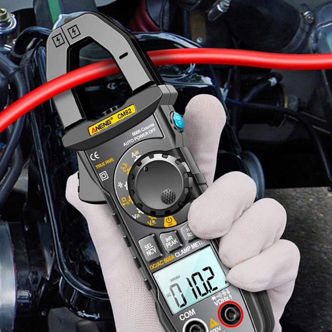 ANENG CM82 Digitale stroomtang 6000 tellingen True RMS NCV Universele meter 600V DC/AC-spanning 600A zwart