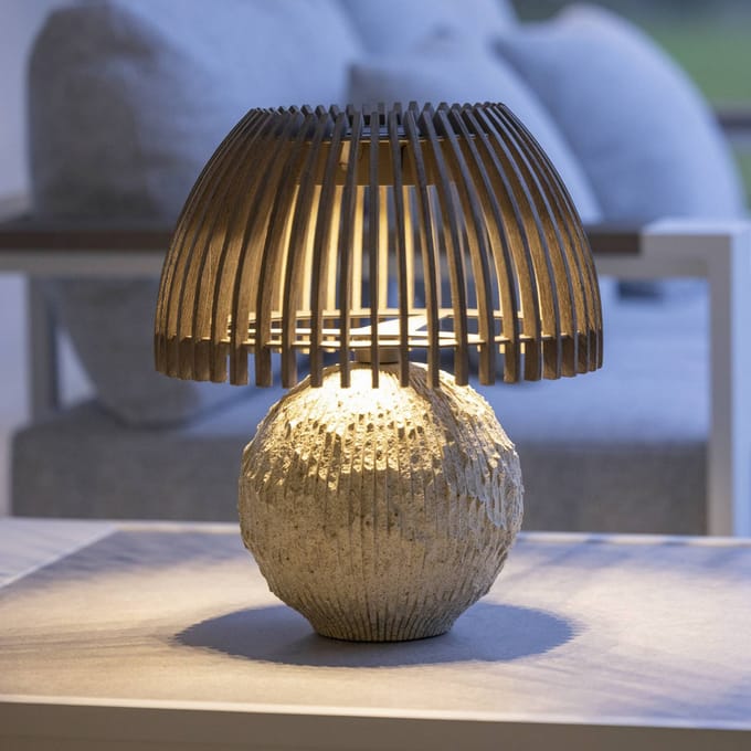 Les Jardins LED tafellamp Alba, grijs/beige, hoogte 41 cm
