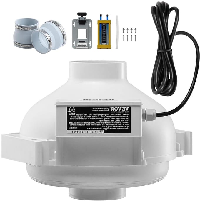 Ventilatiesysteem Kit - Radon Ventilator - Binnen Luchtkwaliteit - Stille Werking - 190 CFM - Wit