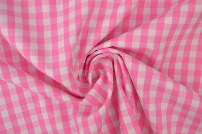 Ruitjesstof - Roze 6,5mm ruit - 1 meter - Per meter - 150cm breed