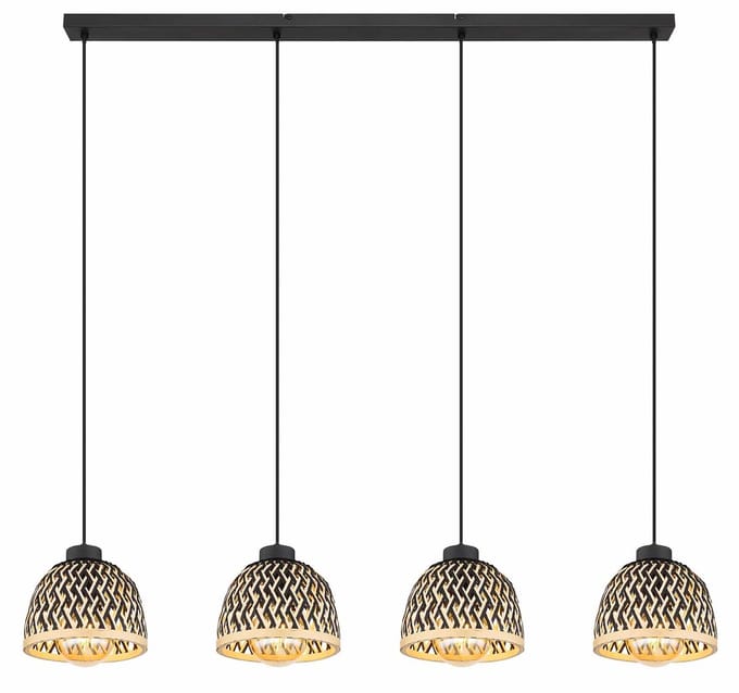 Globo - hanglamp - Colly - zwart - metaal - grote eettafellamp - LED_E27 - 15767-4H