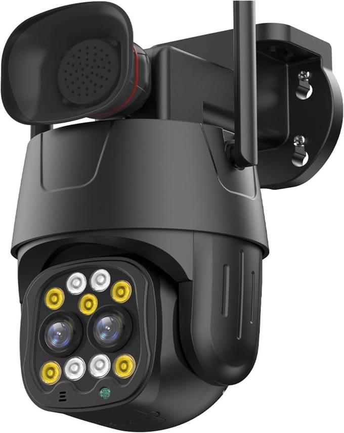 Beveiligingscamera 4G - IP Camera PTZ - Huis Beveiligen - Dubbele Lens 8x Zoom - 4MP 64GB - Wit