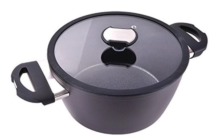 Inductie Kookpan 24 cm met Glazen Deksel - Krasbestendig Aluminium