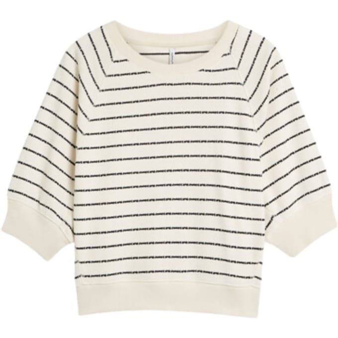 Summum Jersey Striped Sweat  Ecru 3s5252-30772