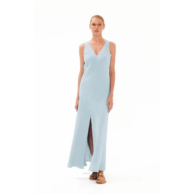 V-hals Jurk met Splitzoom Dames Haris Cotton Essentials