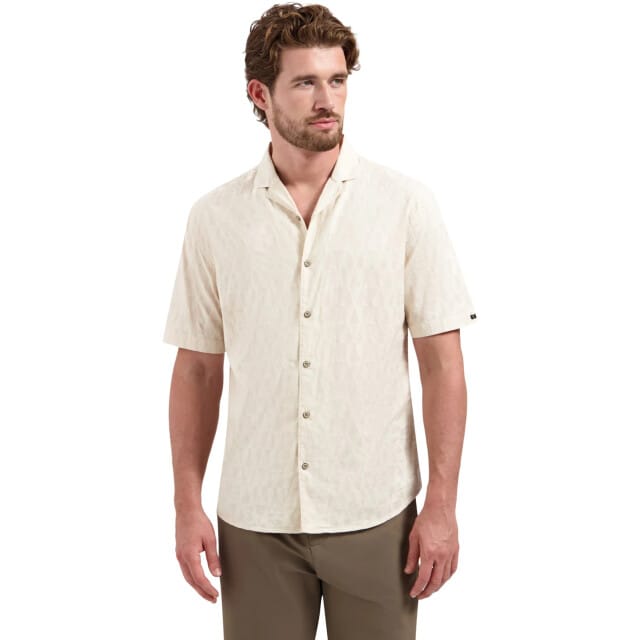 Overhemd Korte Mouw No Excess Short Sleeve Jacquard Overhemd Ecru