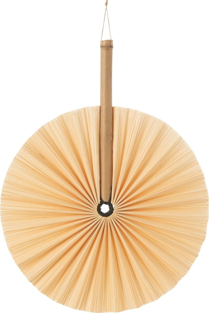 J-Line wanddecoratie Waaier Rond - bamboe - naturel