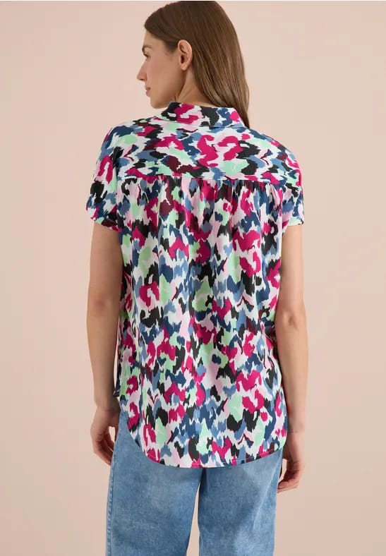 Blouse met hangende schouder en print