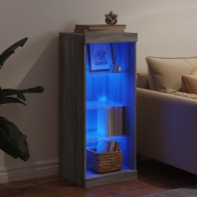 vidaXL - Dressoir - met - LED-verlichting - 41x37x100 - cm - grijs - sonoma - eiken