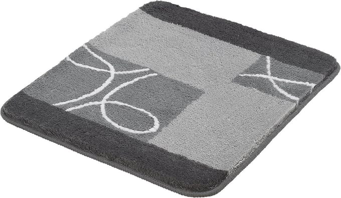 Badmat Curly grijs 55 x 65 cm – Luxe en Comfortabele Badkameraccessoire