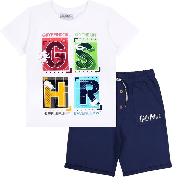 Kledingset: wit shirt en donkerblauwe shorts - Harry Potter