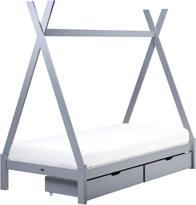 DEVAY - Kinderbed met opbergruimte - Grijs - 90 x 200 cm - Grenenhout