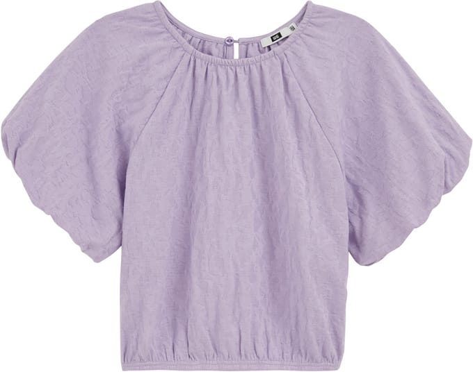 WE Fashion Meisjes top met structuur en ballonmouwen