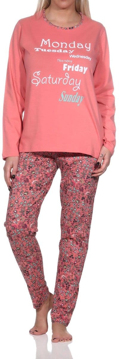 Lange damespyjama met casual print en all-over patroon