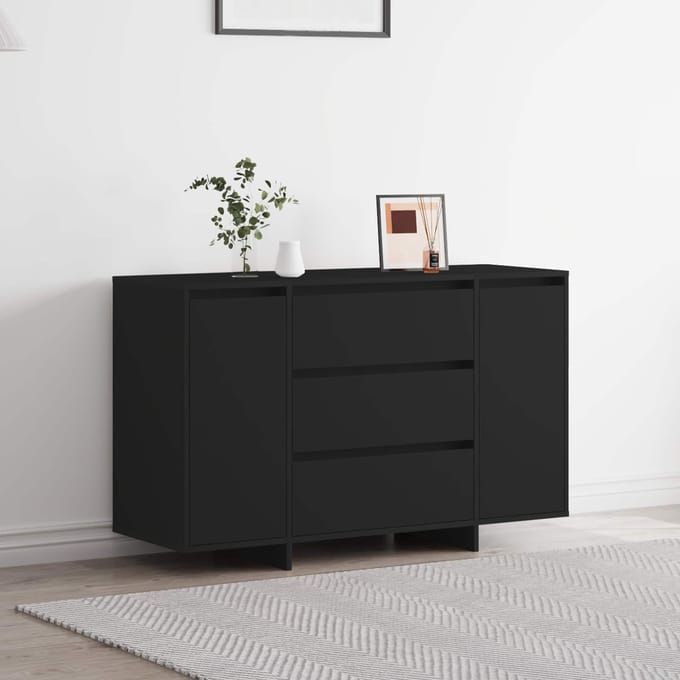 vidaXL - Dressoir - Zwart - 120 - x - 41 - x - 75 - cm - Bewerkt - hout