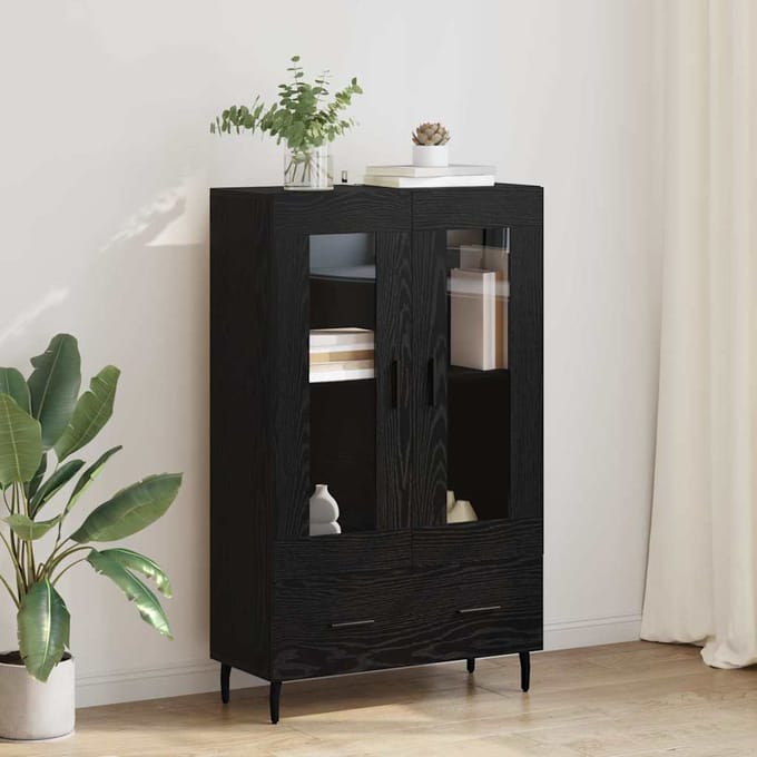 vidaXL Highboard Zwart Eiken 69,5 x 31 x 115 cm Bewerkt hout