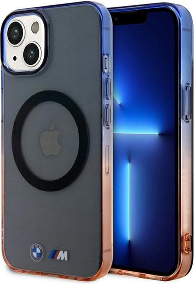 BMW Gradient Bumper Hard Case Back Cover met MagSafe voor Apple iPhone 14 Plus - Grijs