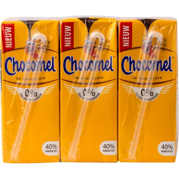Chocolademelk Chocomel 0% toegevoegd suiker 20cl