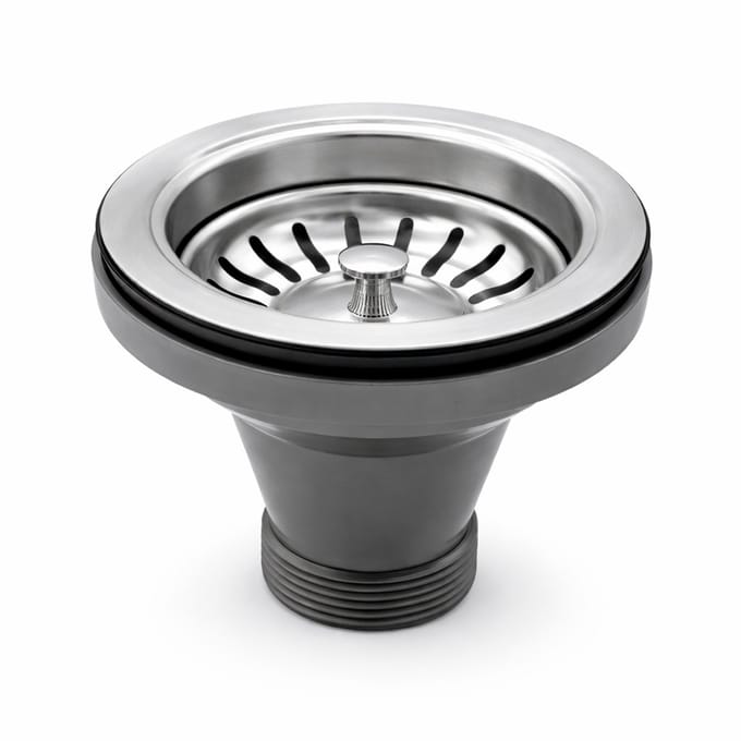 Waterval Korfplugset 114 mm – Zonder Overloop – RVS 304 – G1½ – Universele Gootsteenplug set – Zilver