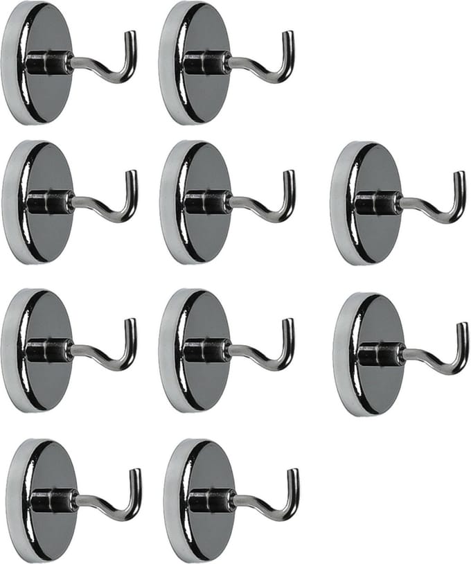 Benson Ophanghaakjes - 10x - magnetisch - ovaal - zilver - D3,6 cm
