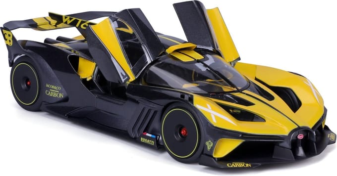 Bburago Bugatti Bolide - geel/zwart - schaalmodel - modelauto - schaal 1:18