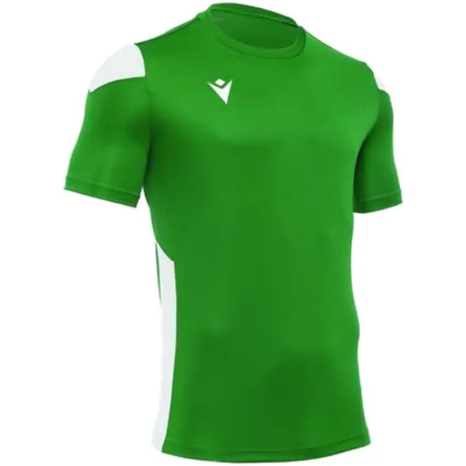 Macron Polis Shirt Korte Mouw Kinderen - Groen / Wit | Maat: 164