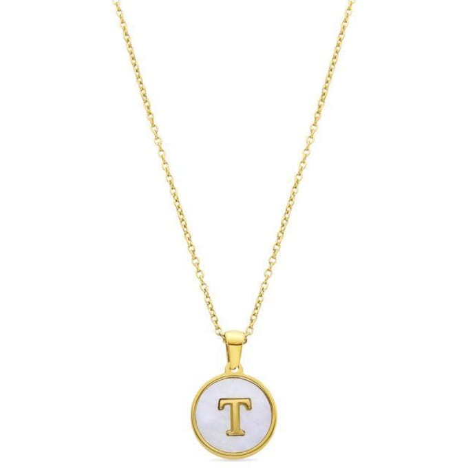 Luxenter collier in wit parelmoer afgewerkt in 18K geel goud - Alfabet