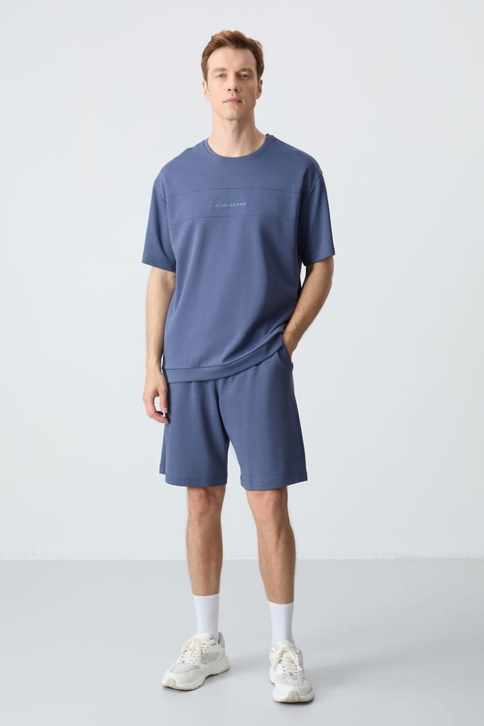 Heren Oversized Katoenmix T-Shirt en Short Set