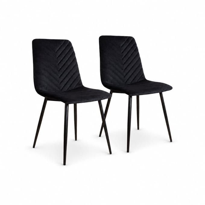 DS4U® - Gaby eetkamerstoel - Set van 2 - Zwart - Velvet