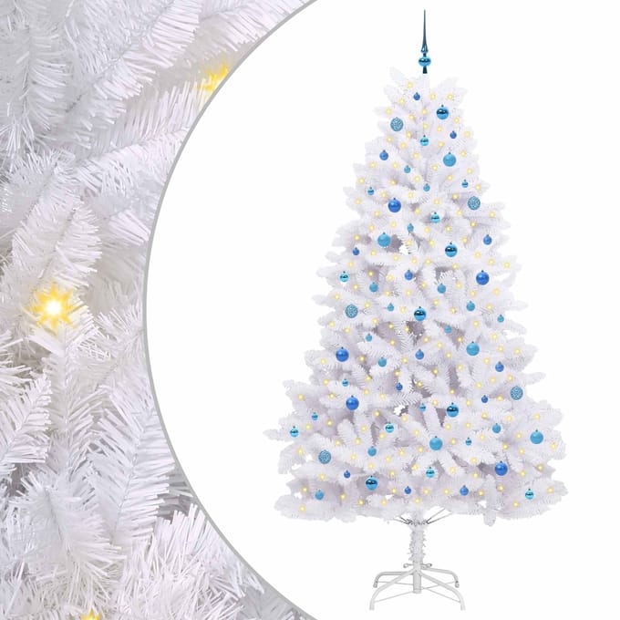 vidaXL - Kunstmatige - Hinged - Kerstboom - Wit - 240 - cm - PVC - en - Staal