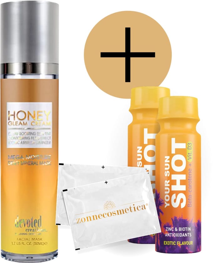 Devoted Creations - Honey Gleam Cream + 2 Your Sun Shots + 2 Verfrissingsdoekjes