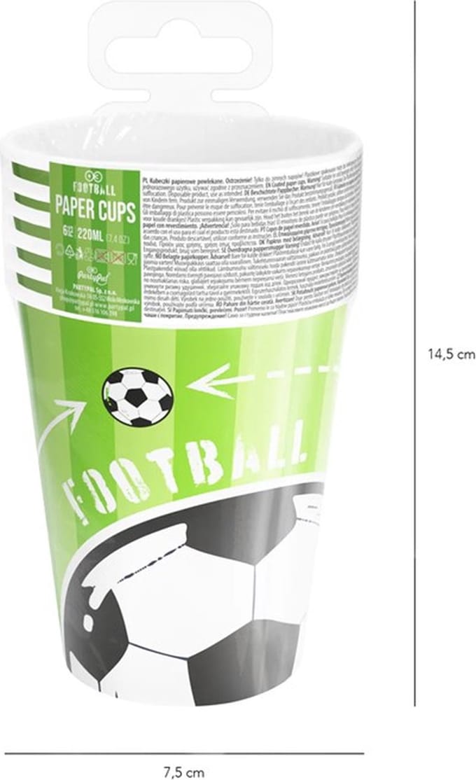 Voetbal bekers 220ml - Tafeldecoraties 6 stuks.