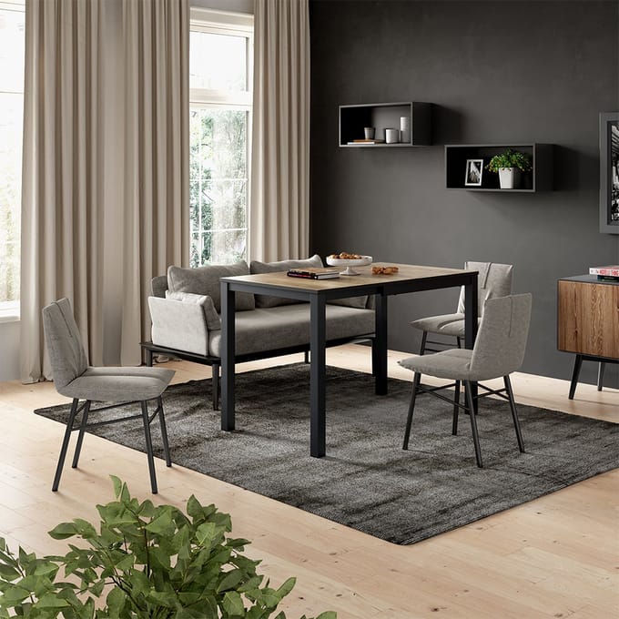 Vicco Eettafel Granny, Eiken rustiek/Antraciet, 80-120 x 70 cm Uitschuifbaar