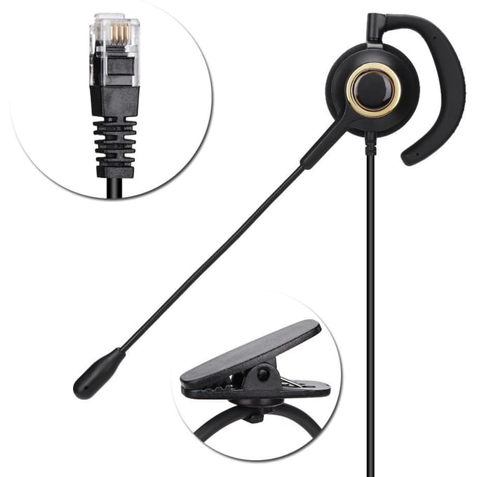 H1000-RJ9 Kristallen Kop Ruisonderdrukkende Callcenter Headset Comfortabele Telefoonhoofdtelefoon