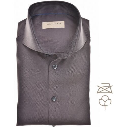 John Miller Overhemd Textured Perfection Shirt Donker Bruin / male