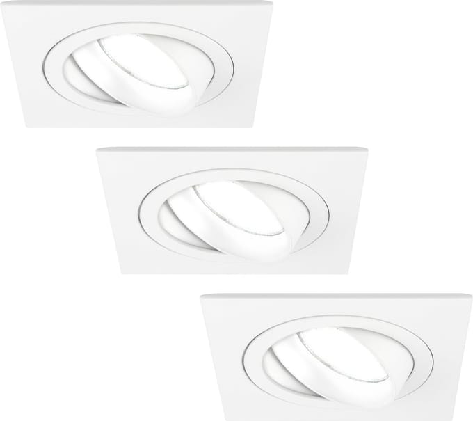 Ledvion - 3X LED Inbouwspot Sevilla - Dimbaar - 3W - 6500K - Ø92 mm - Wit