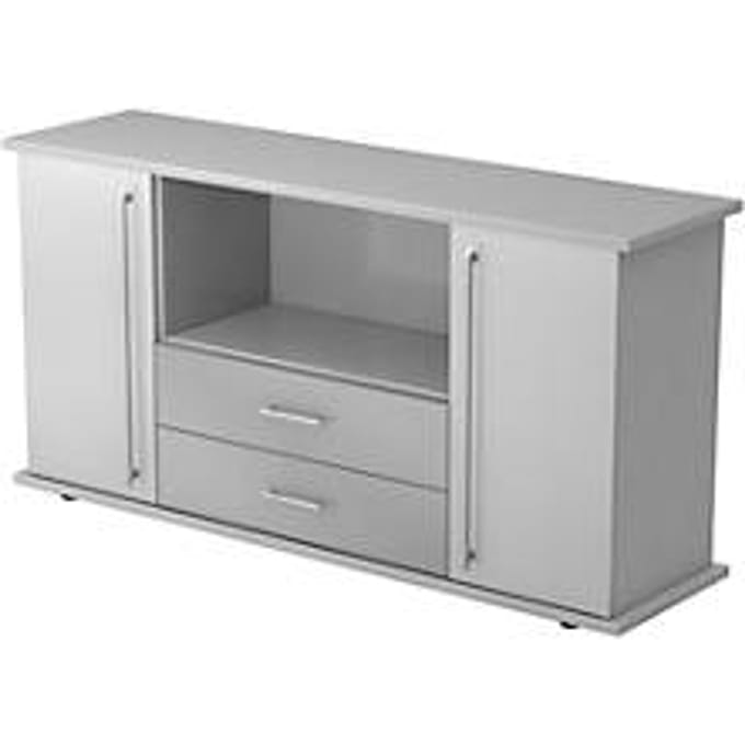 Sideboard met 2 schuifladen, lichtgrijs