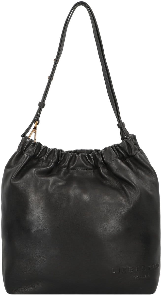 LIEBESKIND BERLIN Leren Schoudertas Ruffle Sheep Natural Cloud Hobo Bag Black Zwart