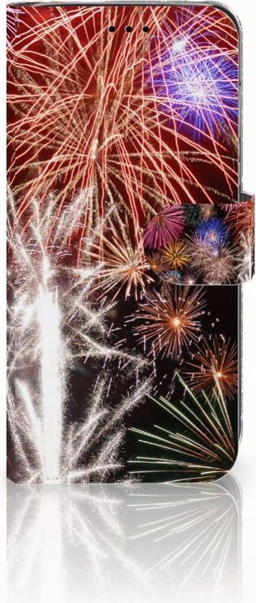 Huawei P20 Lite Wallet Case met Pasjes Vuurwerk