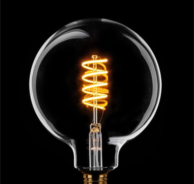 ETH Globe 125mm Filament spiraal LED 4w E27 240v 2200K dimbaar Helder glas