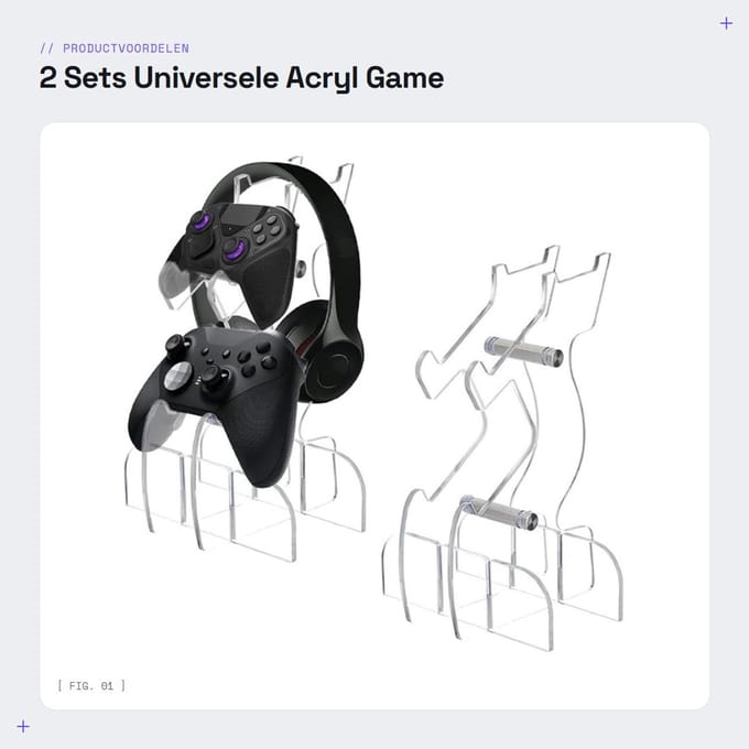 Dailygoods- Controller Houder - Acryl Display Standaard - Gaming Headset Houder - Creatief Cadeau - 2 Stuks - Helder 23,2 cm Hoog - Gamecontrollerstandaard