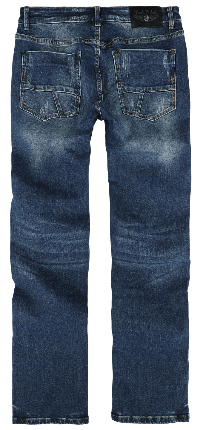 Rock Rebel by EMP blauwe bootcut jeans met wassing en destroyed effecten - Heren - W34L34