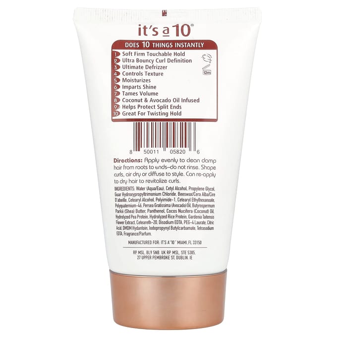 It's a 10, Coily, Miracle Curl Cream, 4 fl oz (118 ml) black