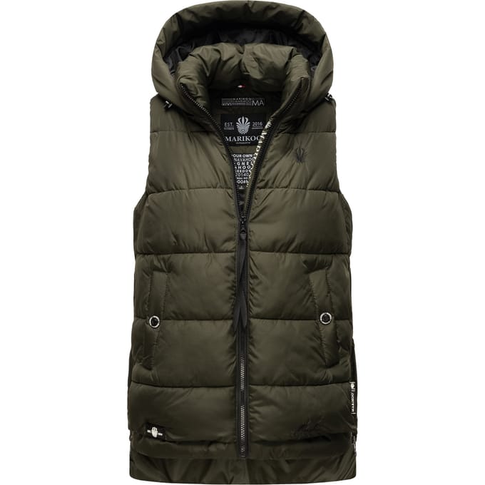 Marikoo dames gewatteerd vest – Zarinaa, licht met afneembare capuchon