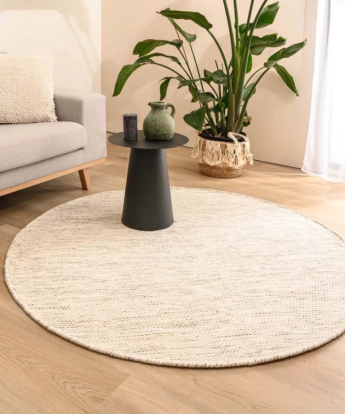 Rond wollen vloerkleed - Ulstein wit/grijs 350
