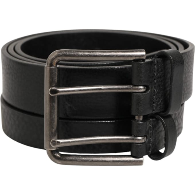Dolce & Gabbana Zwarte Dubbele Leren Riem met Zilveren Gesp