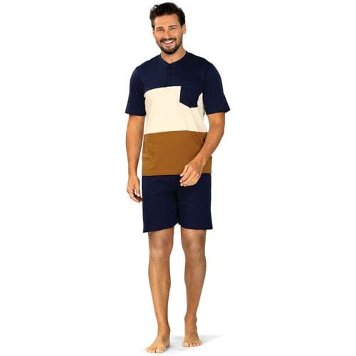 Comte for men Brede strepen heren shortama Blauw man 46