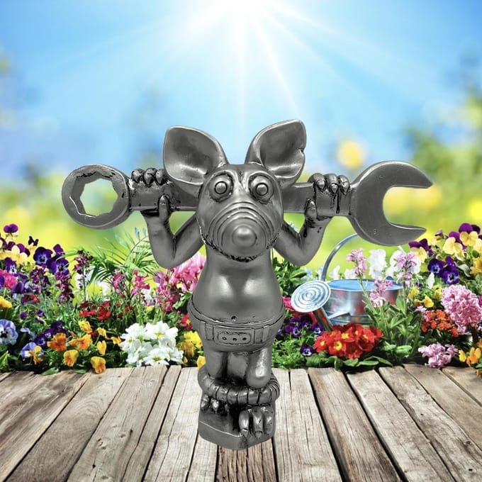 Muisbeelden Hars Dierenbeeldjes voor Huis Tuin Decoratie silver edge gray