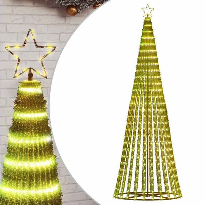Vidaxl Sapin de Noël Conique Lumineux, 475 LED Blanc Chaud, 247 cm