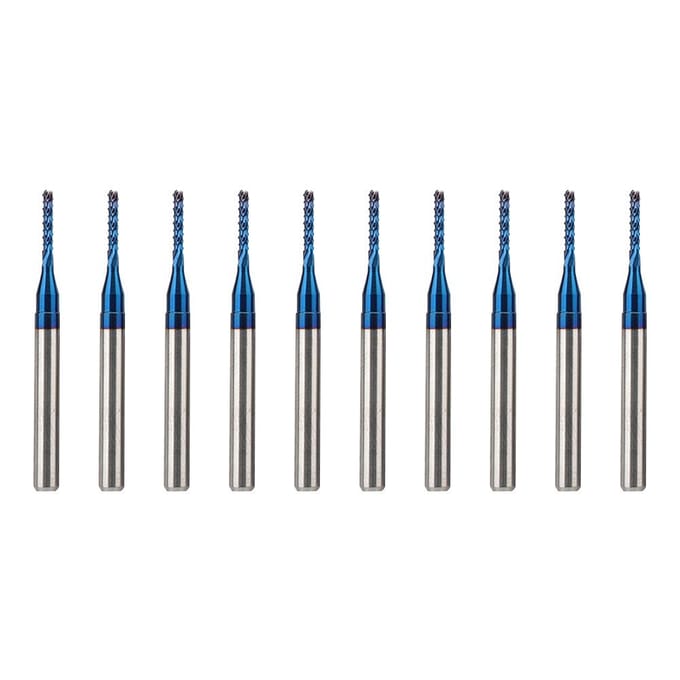 10 stuks Carbide Bovenfrees Snijbit Blauwe Maïs Eindfrees Graveerbit voor CNC PCB Machines (1.4mm)